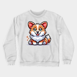 "Adorable Sitting Corgi" - Playful Cartoon Dog Design Crewneck Sweatshirt